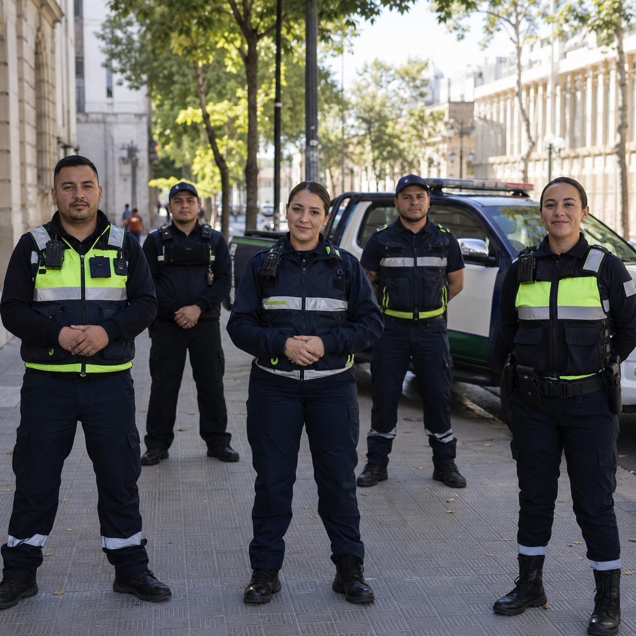 Equipo de patrulleros municipales en operativo coordinado